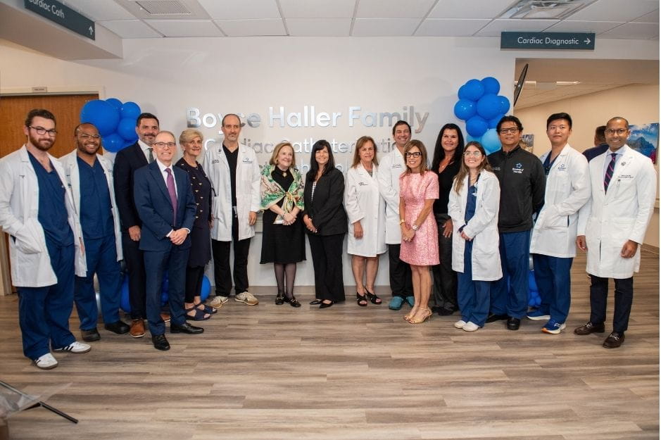 Physicians, Broward Health leadership and Linda Haller gather to celebrate the suite dedication